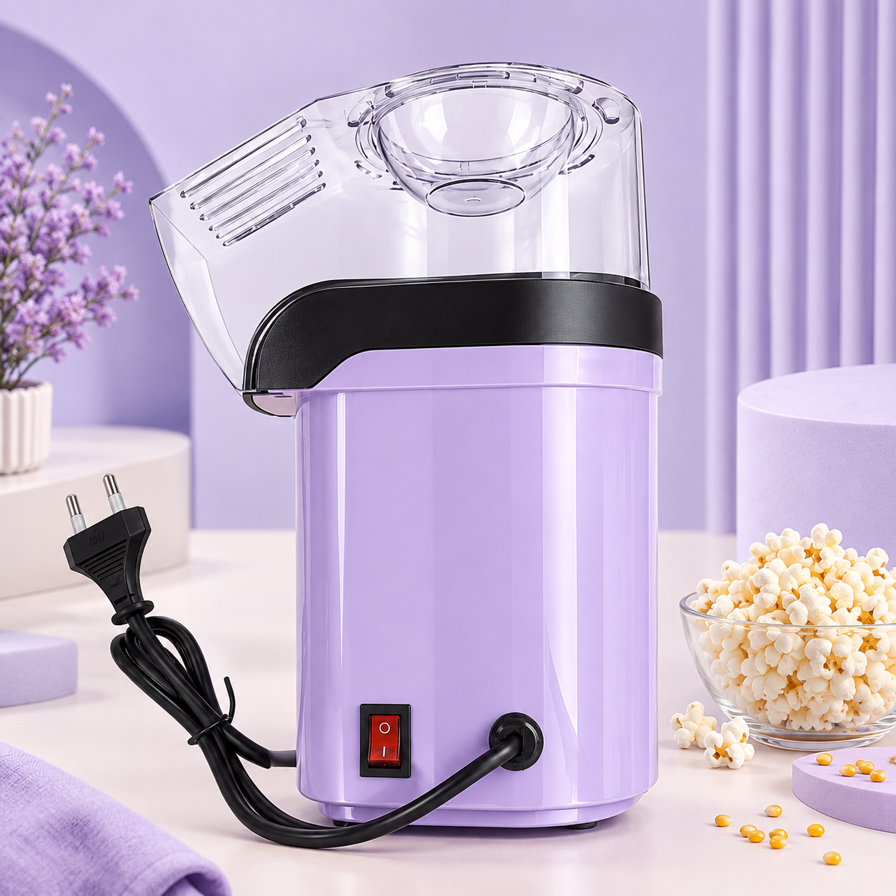 پاپ کورن ساز بدون روغن MiniJoy | پفیلا ساز برقی 1200 وات با هوای گرم